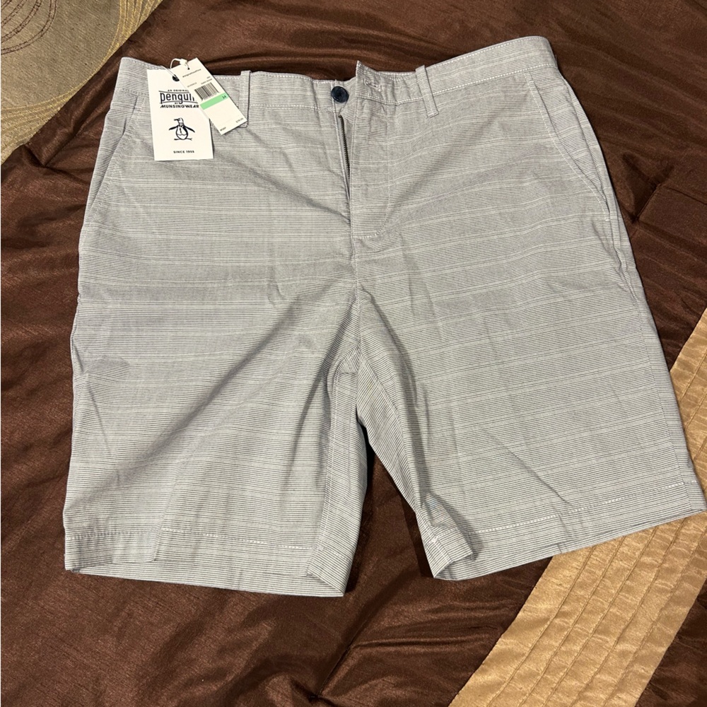 Original Penguin Men's Light Gray Striped Shorts